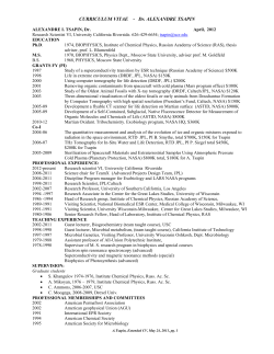 CURRICULUM VITAE - Dr. ALEXANDRE TSAPIN