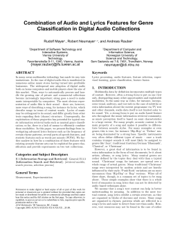 Combination of Audio and Lyrics Features for Genre Classification in