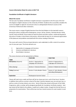 English Literature, Foundation(Continuing Education)