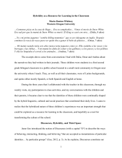 1 Hybridity as a Resource for Learning in the Classroom Maria