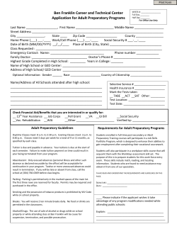 Ben Franklin Career and Technical Center Application for Adult