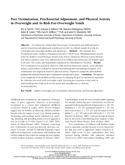 Peer Victimization, Psychosocial Adjustment, and Physical Activity in