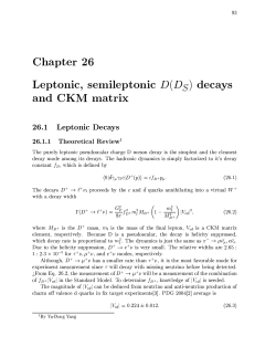 Chapter 26. Leptonic, semileptonic D(Ds) decays and CKM