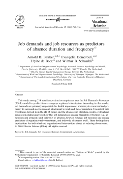Job demands and job resources as predictors of