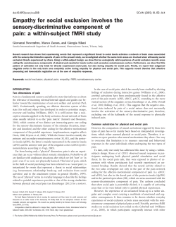 Empathy for social exclusion involves the sensory
