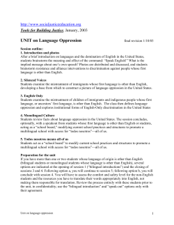 UNIT on Language Oppression