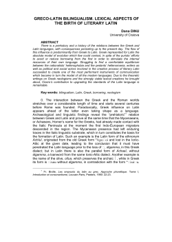 greco-latin bilingualism. lexical aspects of the birth of literary latin