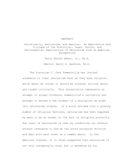 ABSTRACT Christianity, Secularism, and America: An Exploration