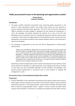 Public procurement issues in the planning and regeneration context