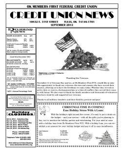 CREDIT UNION NEWS - OK Members First Federal Credit Union