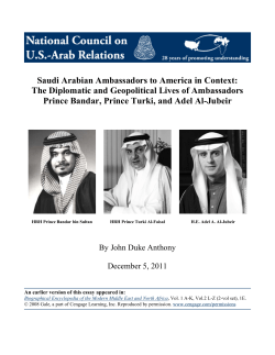 Saudi Arabian Ambassadors to America in Context