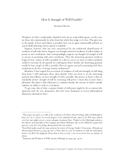 How Is Strength of Will Possible?1