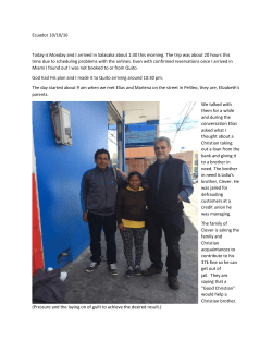 Ecuador 10/10/16 Today is Monday and I arrived in Salasaka about