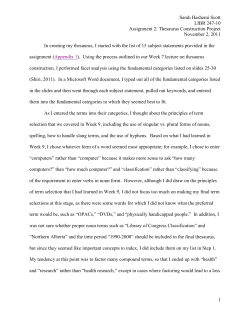 Sarah Hashemi Scott LIBR 247-10 Assignment 2: Thesaurus