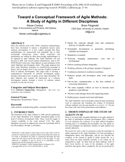 Toward a Conceptual Framework of Agile Methods