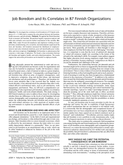 Job Boredom and Its Correlates in 87 Finnish