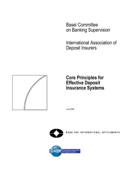 Core Principles for Effective Deposit Insurance Systems