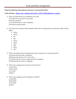 Acids and Bases Assignment