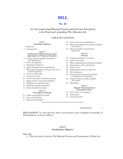No. 50 An Act respecting Missing Persons and Persons Presumed to