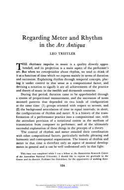 Regarding Meter and Rhythm in the "Ars Antiqua"
