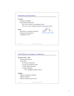1 Predication and Speculation A Brief History of Computer Architecture