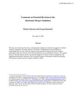 Comments on Potential Revisions to the Horizontal Merger Guidelines