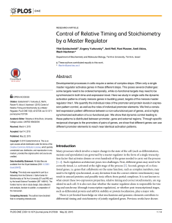 Control of Relative Timing and Stoichiometry by a Master Regulator
