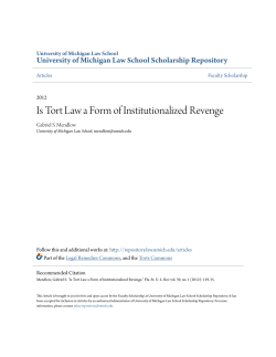 Is Tort Law a Form of Institutionalized Revenge