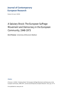 Journal of Contemporary European Research A Salutary Shock: The