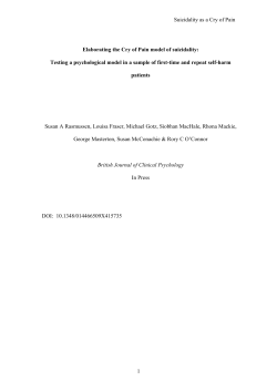 Suicidality as a Cry of Pain 1 Elaborating the Cry