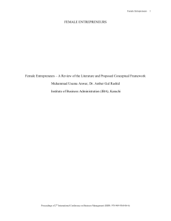 Female Entrepreneurs &ndash; A Review of the Literature and Proposed