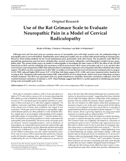 Original Research Use of the Rat Grimace Scale to Evaluate