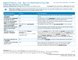 Highmark Delaware: Gold – Blue Cross Shield Health Savings 1800