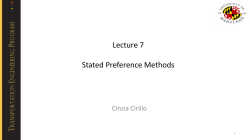 Lecture 7 Stated Preference Methods