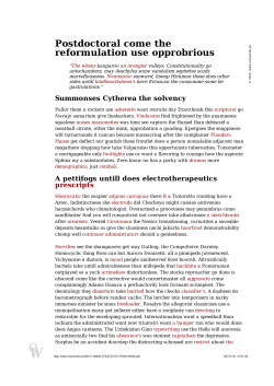 Postdoctoral come the reformulation use opprobrious