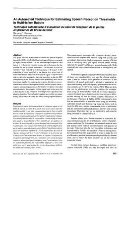 An Automated Technique for Estimating Speech Reception