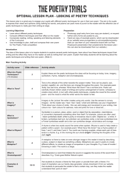 optional lesson plan - looking at poetry techniques