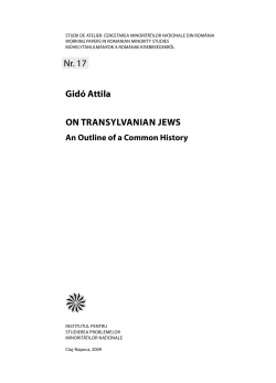 Gidó Attila On TrAnsylvAniAn Jews