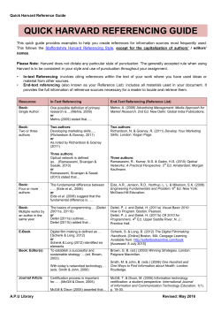 QUICK HARVARD REFERENCING GUIDE