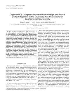 Coplanar PCB Congeners Increase Uterine