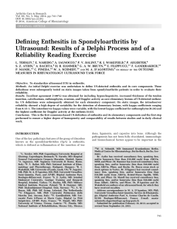 Defining Enthesitis in Spondyloarthritis by Ultrasound: Results of a