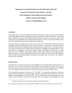 Capping the cost of payday lending in the UK: What will the impact