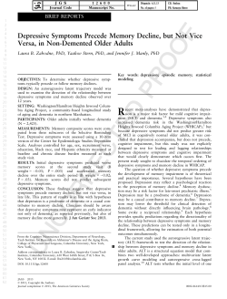 Depressive Symptoms Precede Memory Decline, but Not Vice Versa