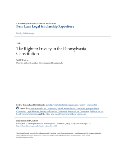 The Right to Privacy in the Pennsylvania Constitution