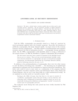 ANOTHER LOOK AT SECURITY DEFINITIONS 1. Introduction Until