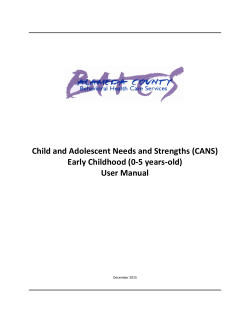 Child and Adolescent Needs and Strengths (CANS) Early Childhood