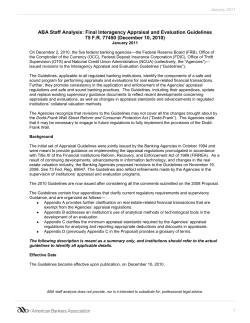 Final Interagency Appraisal and Evaluation Guidelines