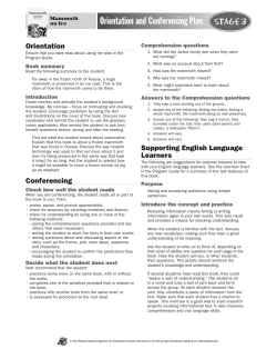 Orientation and Conferencing Plan Stage 3