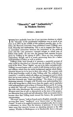 "Sincerity" and "Authenticity" in Modern Society