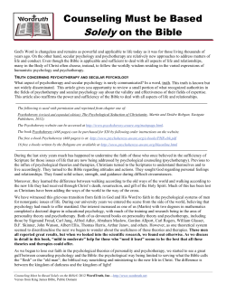 Counseling Must be Based Solely on the Bible